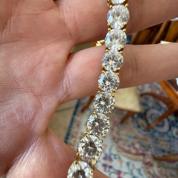 Jewelry - Gold Plated CZ Tennis Bracelet 7” Large Stone Sparkling Statement